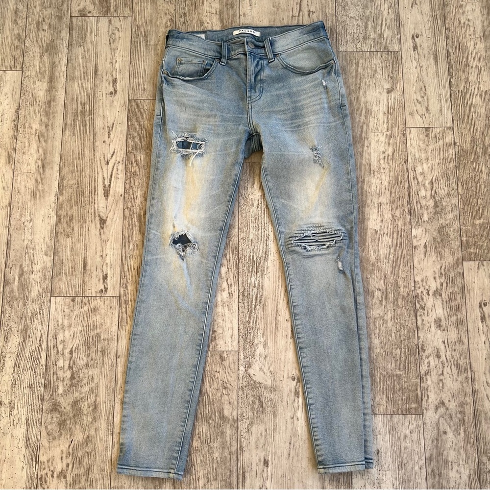 PacSun Stacked Light Blue Distressed Skinny Jeans 28x30